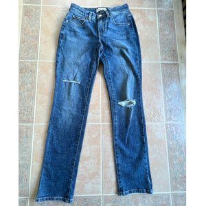 warp‎ + weft Blue denim Low rise jeans distressed size 2 /26